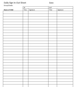 9 Free Sample Child Care Sign In Sheet Templates - Printable Samples
