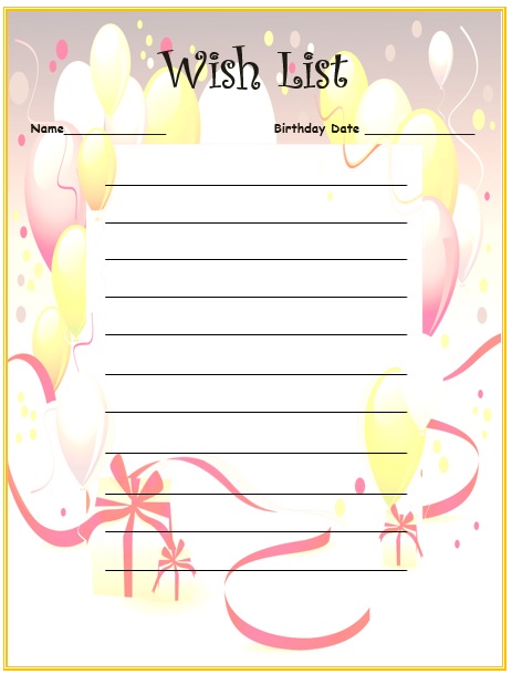 Free Printable Birthday Wish List Template - Printable Online
