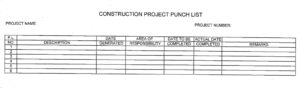 7 Free Sample Construction Punch List Templates - Printable Samples