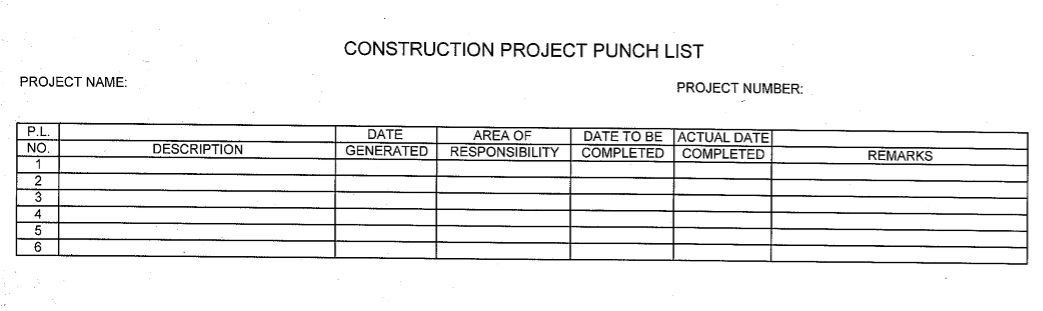7 Free Sample Construction Punch List Templates This Unruly 7 Free Sample Construction Punch List Templates This Unruly