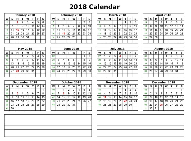 10 Free Sample Printable Calendar Templates for 2018 - Printable Samples