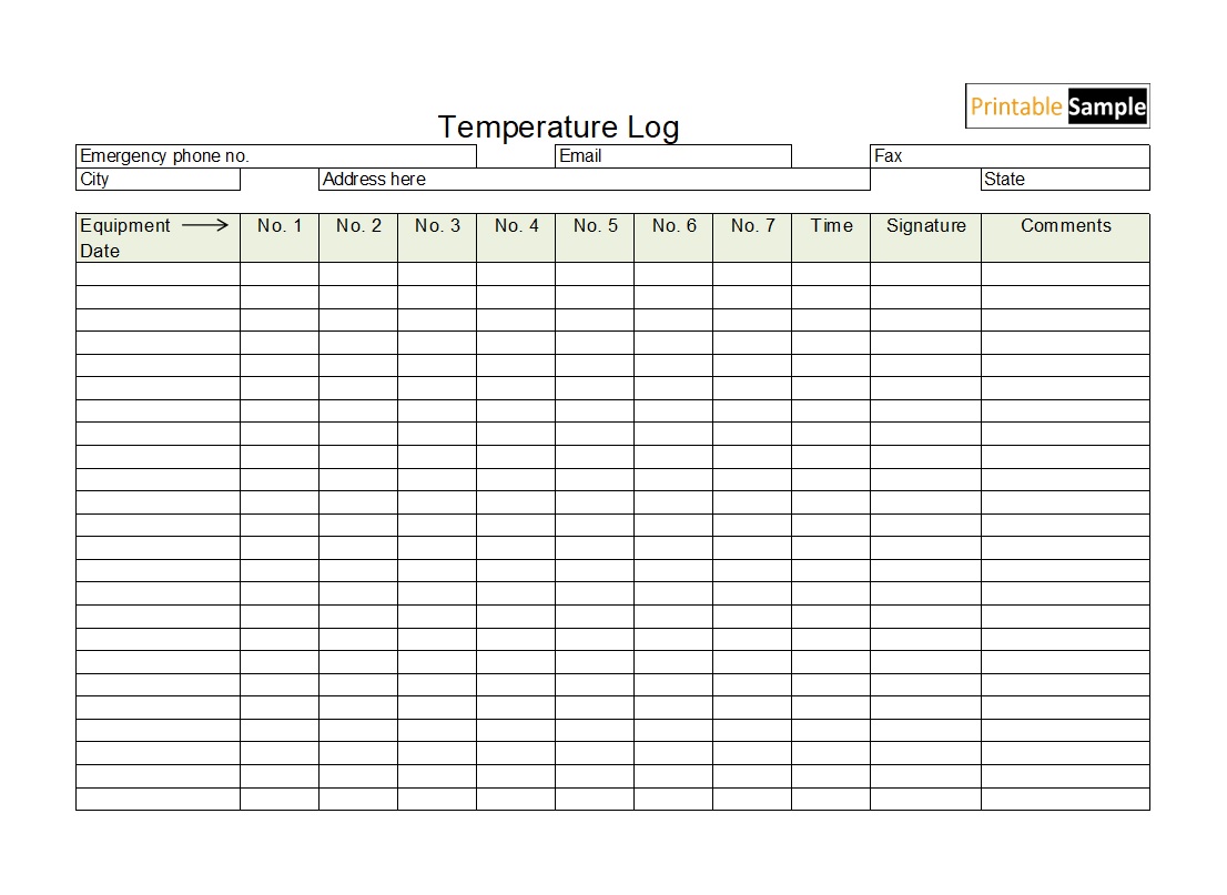 temperature log template 02