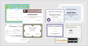 participation certificate templates image