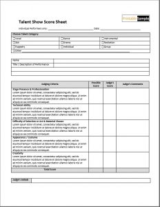 talent show score sheet template 05