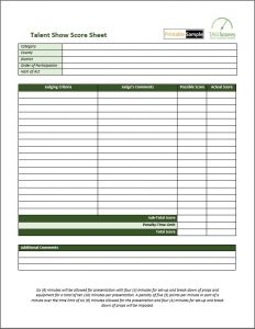 talent show score sheet template 10