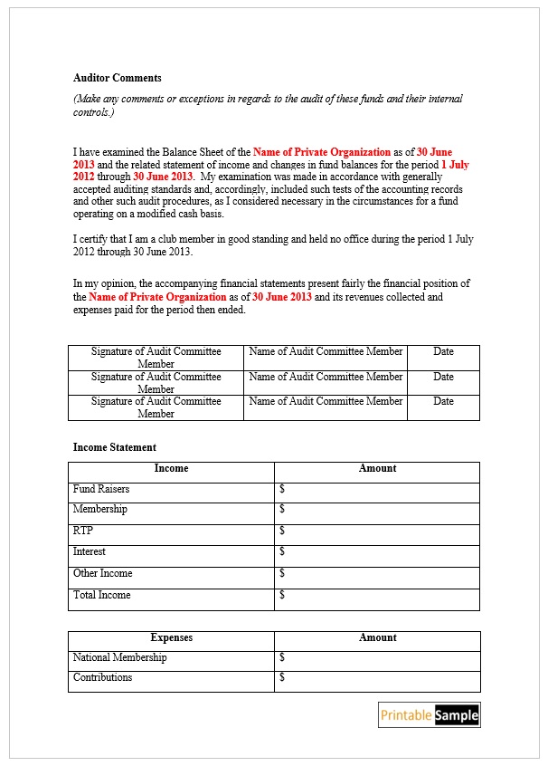 annual audit report template 22