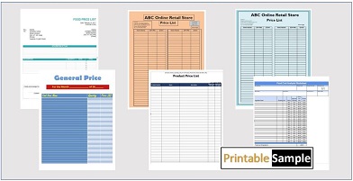 food price list templates image
