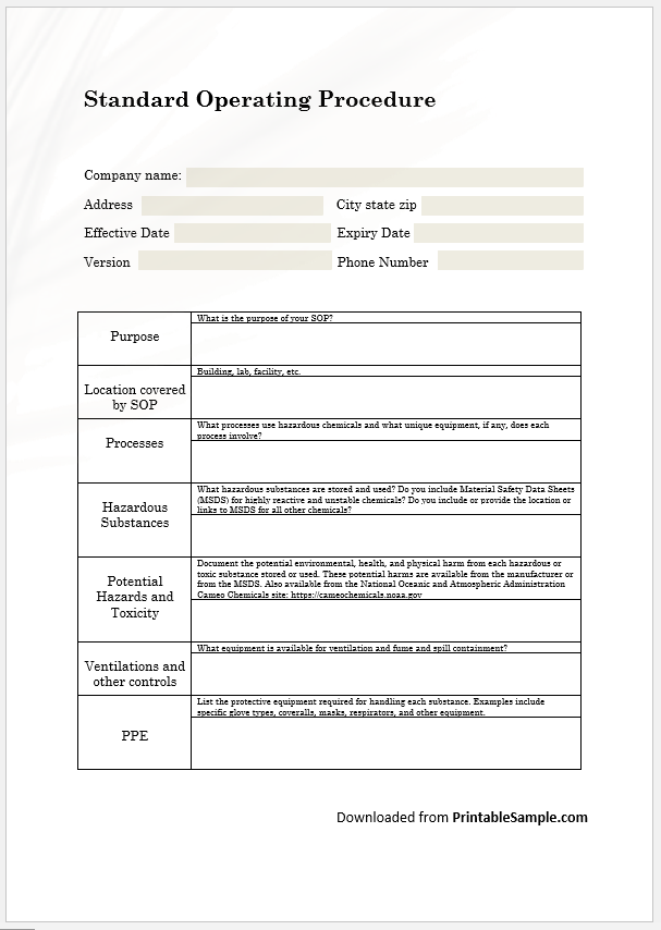 40-free-standard-operating-procedures-sop-templates-printable-samples