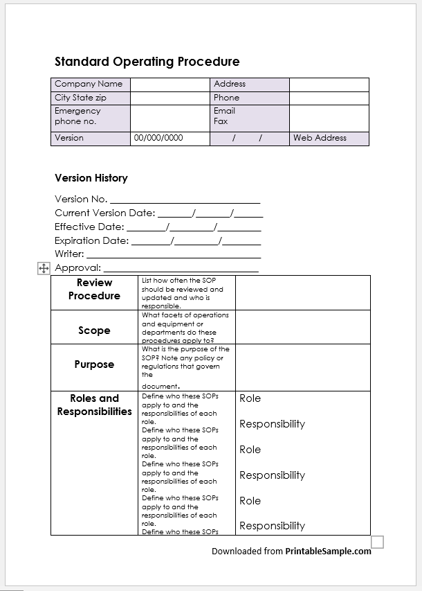 SOP Template 036