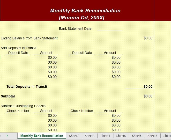 Bank Reconciliation Template 05