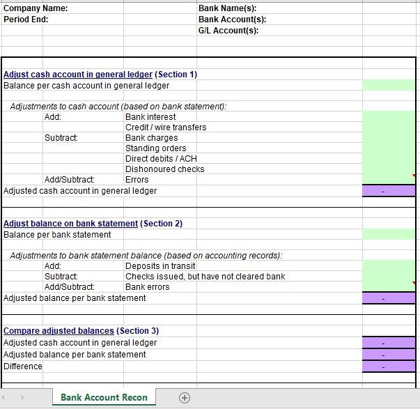 Bank Reconciliation Template 08