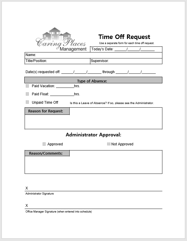 Time-off Request Form 30