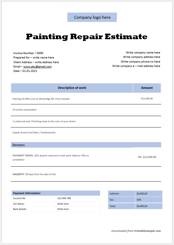 21-free-sample-painting-estimate-templates-printable-samples