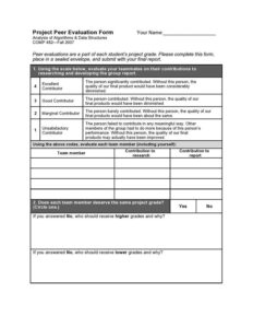 30 Free Peer Evaluation Forms Templates - Printable Samples