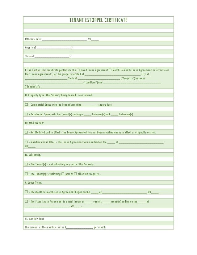 estoppel certificate form 002
