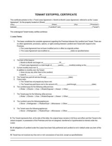21 Free Estoppel Certificate Forms - Printable Samples