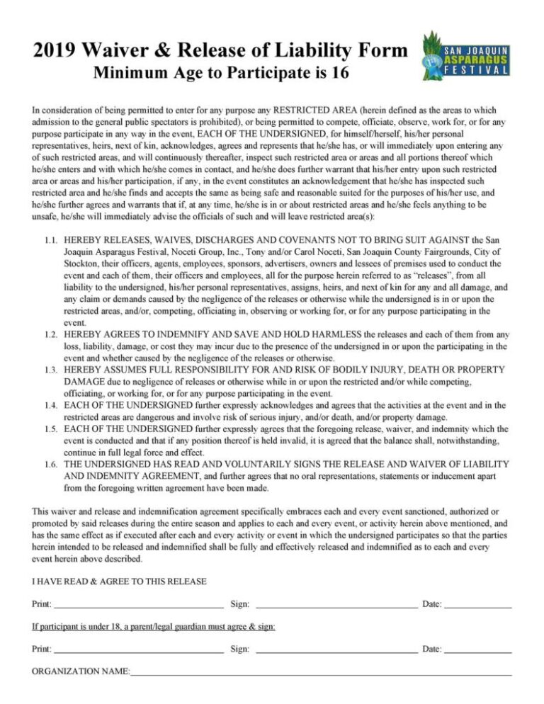 36 Free Release of Liability Forms - Printable Samples