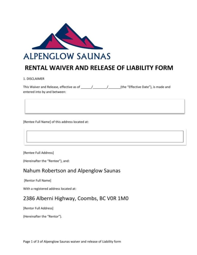 36 Free Release of Liability Forms - Printable Samples