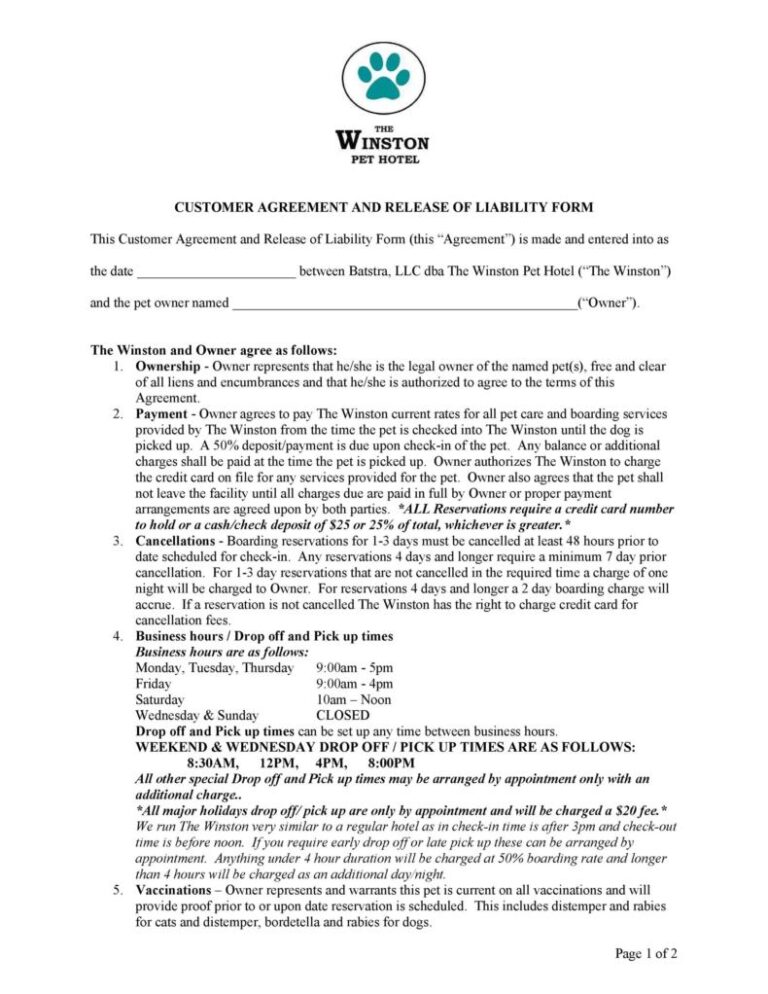 36 Free Release of Liability Forms - Printable Samples
