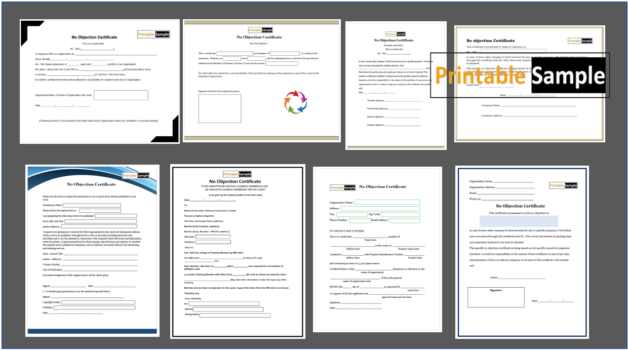20 Free Sample No Objection Certificate Templates - Printable Samples Within Noc Report Template