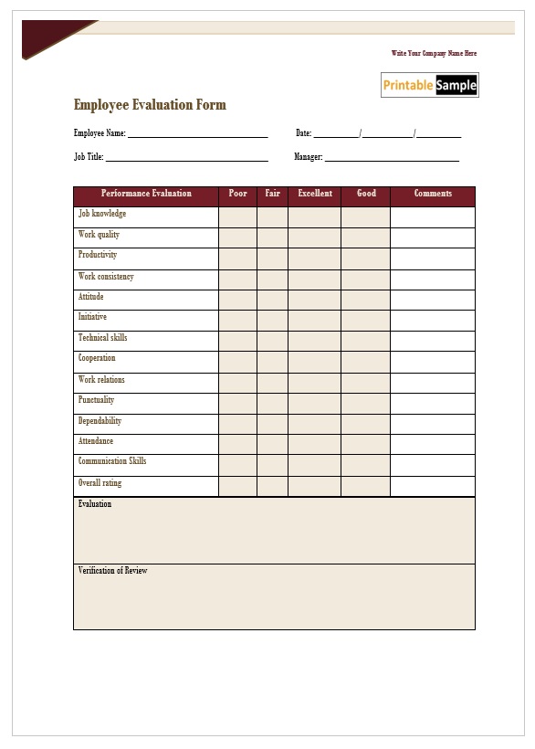 Employee Evaluation Form 03