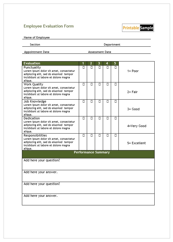 Employee Evaluation Form 10