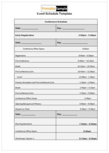 09 Free Event Schedule Templates - Printable Samples
