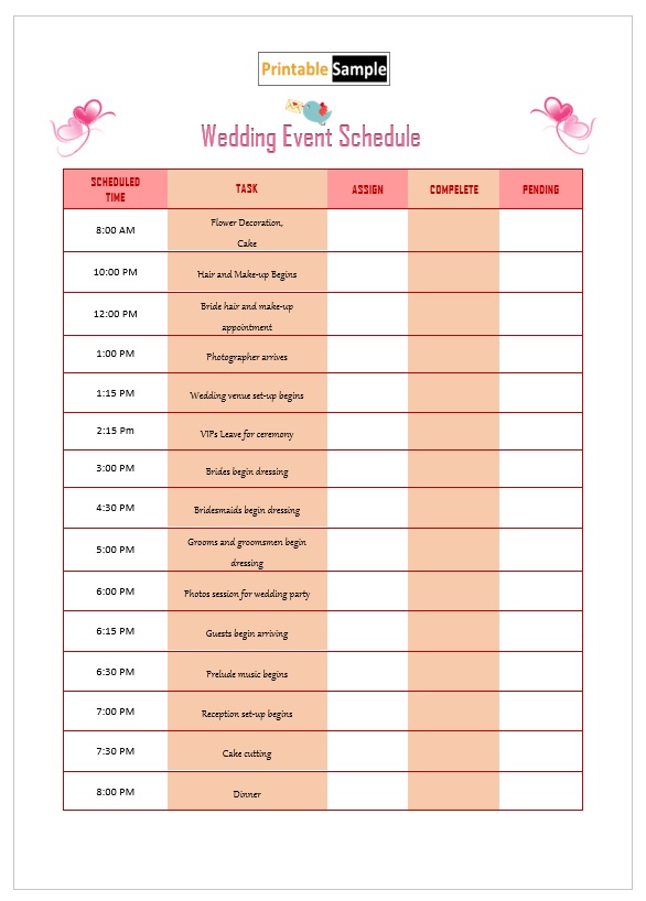 09 Free Event Schedule Templates - Printable Samples
