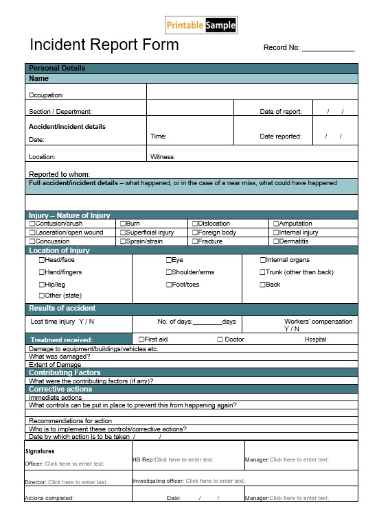 Incident Report Template 06