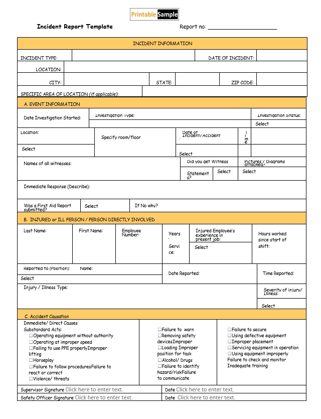 Incident Report Template 08