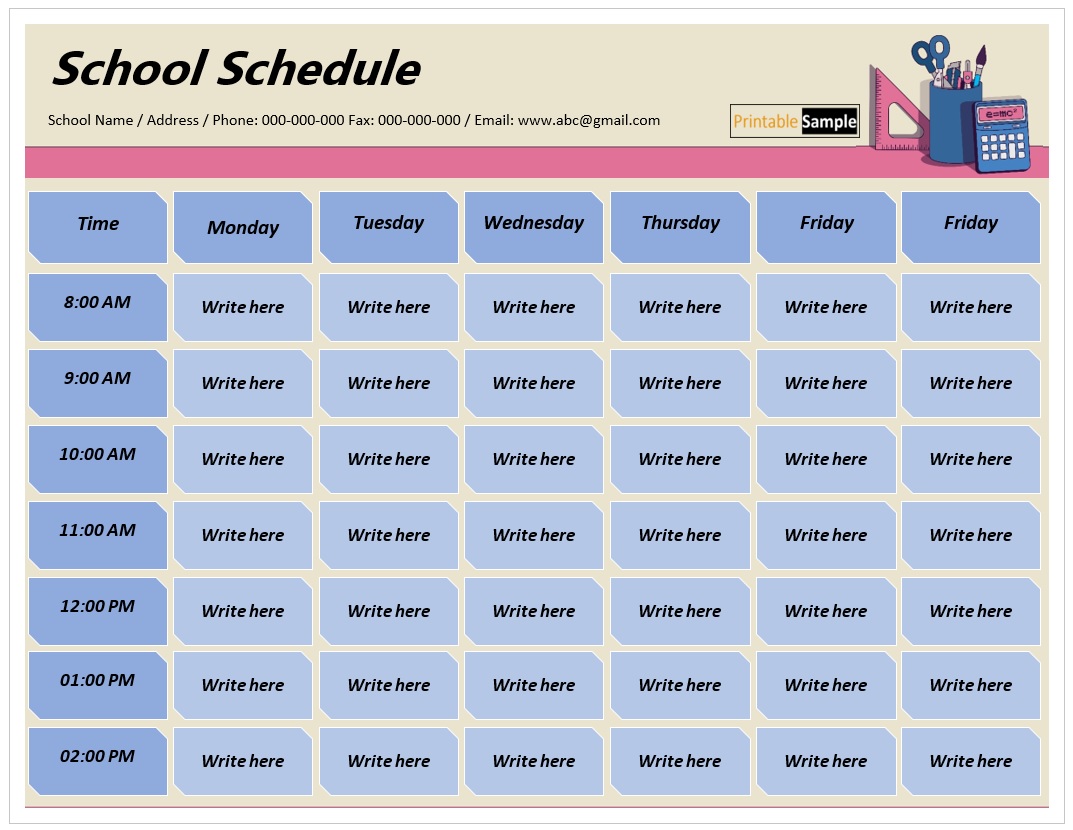 10 Free Study Schedule Templates Printable Samples 10 Free Study Schedule Templates Printable Samples