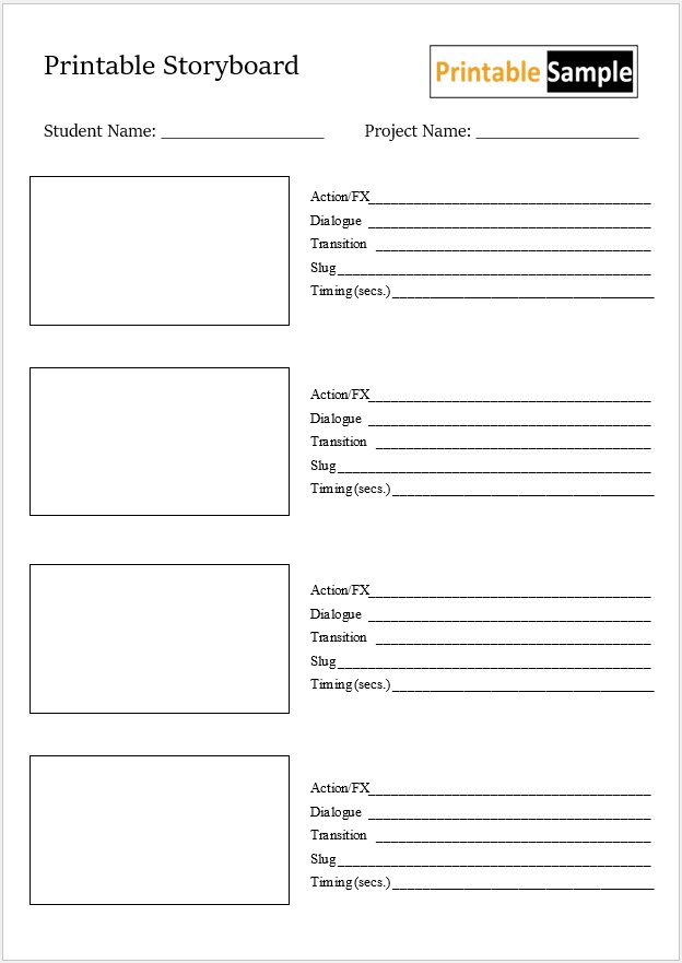 Printable Storyboard Template 06