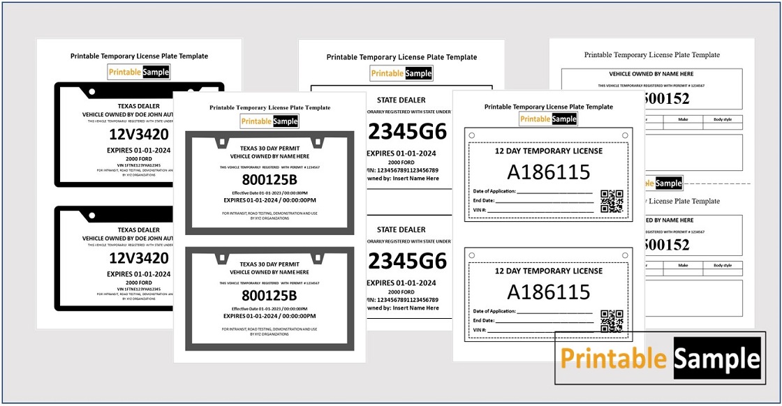 Printable Temporary License Plate Templates Feature Image