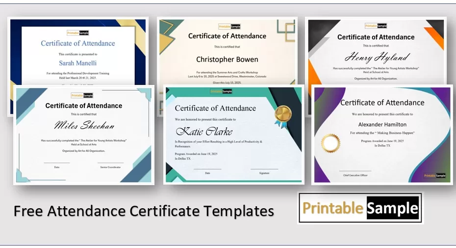 Attendance Certificate Templates