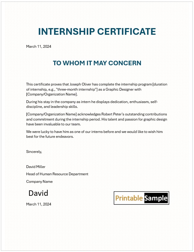 Internship Certificate Template 23