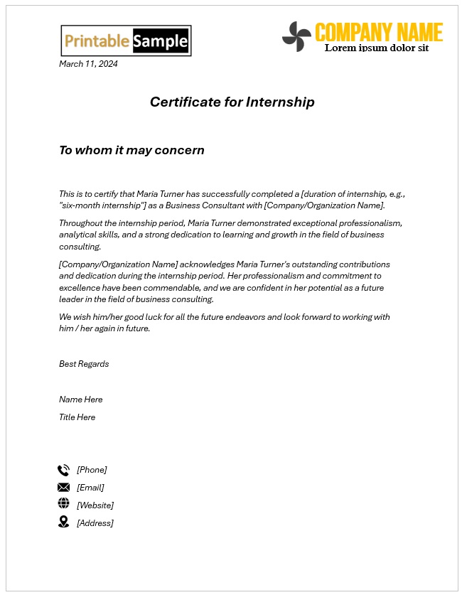Internship Certificate Template 24