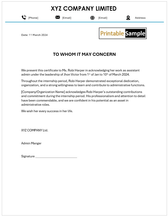 Internship Certificate Template 25