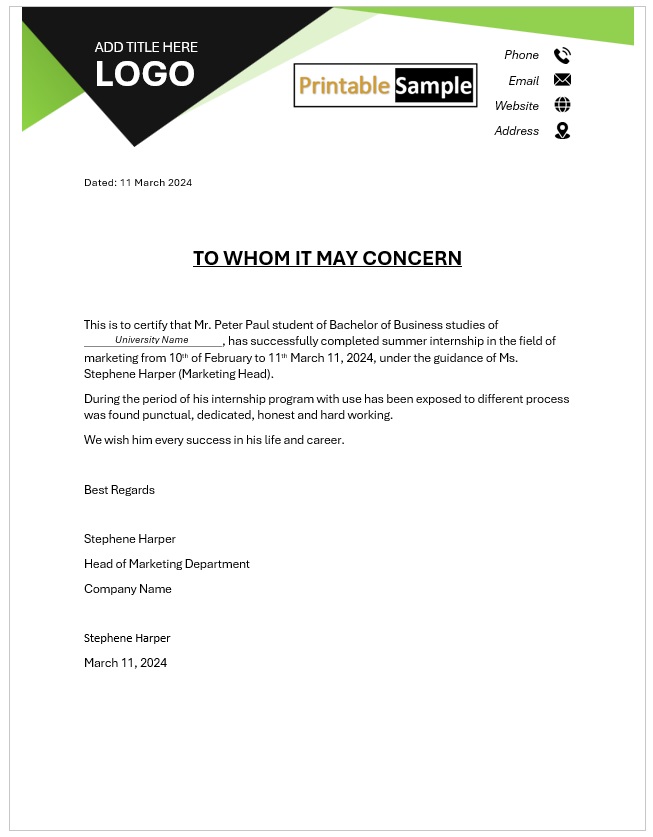 Internship Certificate Template 29