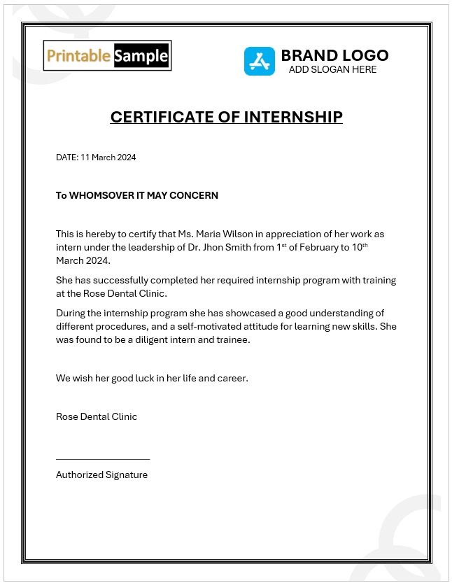Internship Certificate Template 30