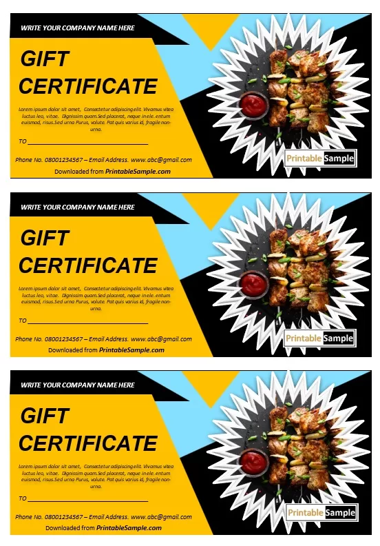 BBQ Party Gift Certificate Template