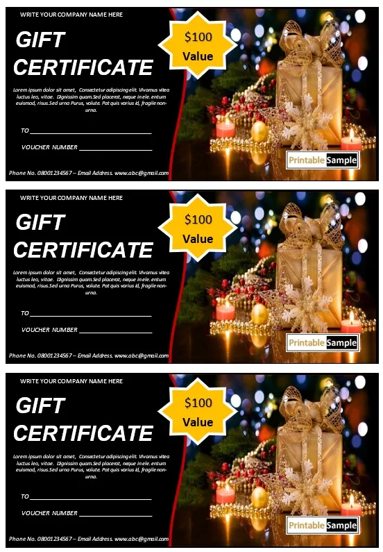Christmas Dinner Gift Certificate Template