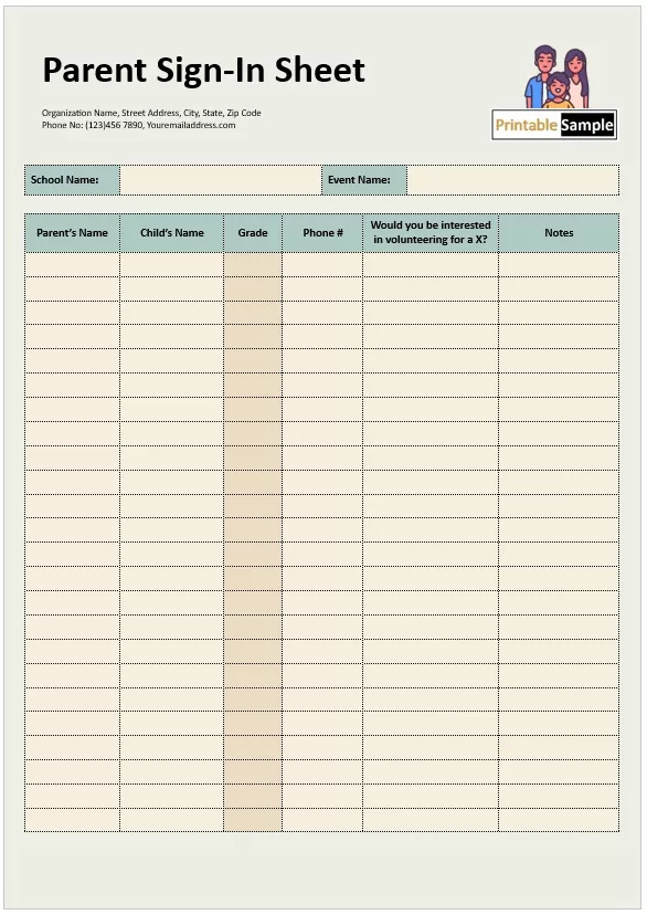 Health and Safety Sign-in Sheet