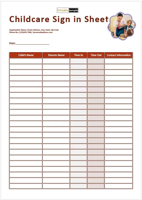 Childcare attendance form