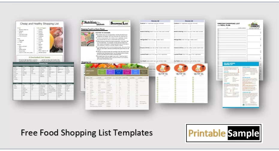 Food Shopping List Templates
