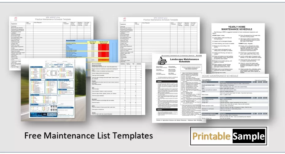 Maintenance List Templates
