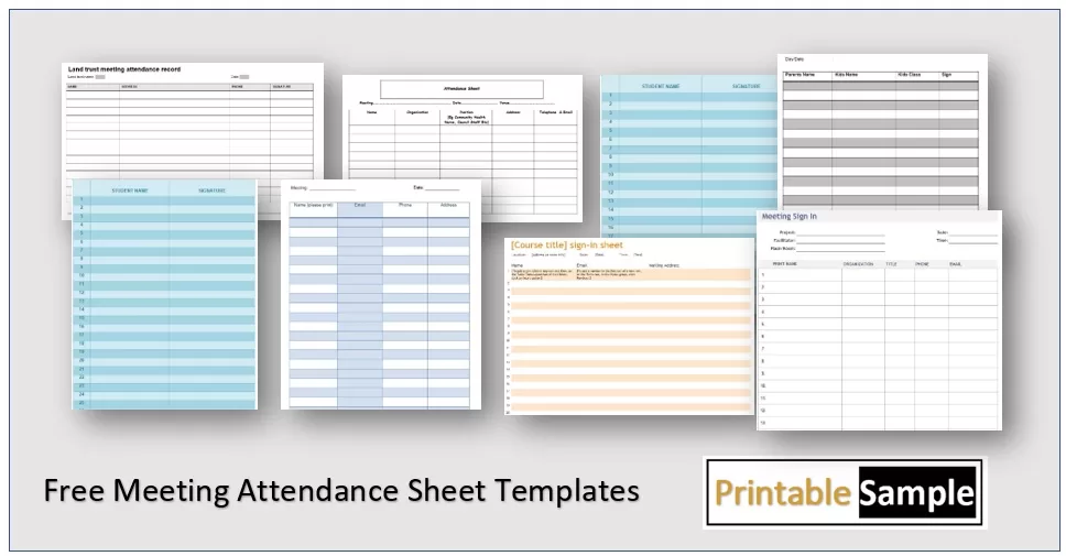 Editable Meeting Attendance Sheet Templates Printable Samples