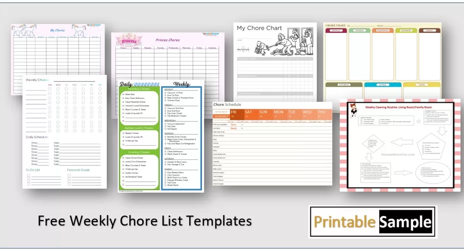 Weekly Chore List Templates