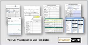 car maintenance list templates