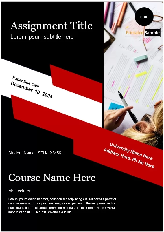 15 Free Cover Page Designs For Assignments - Printable Samples