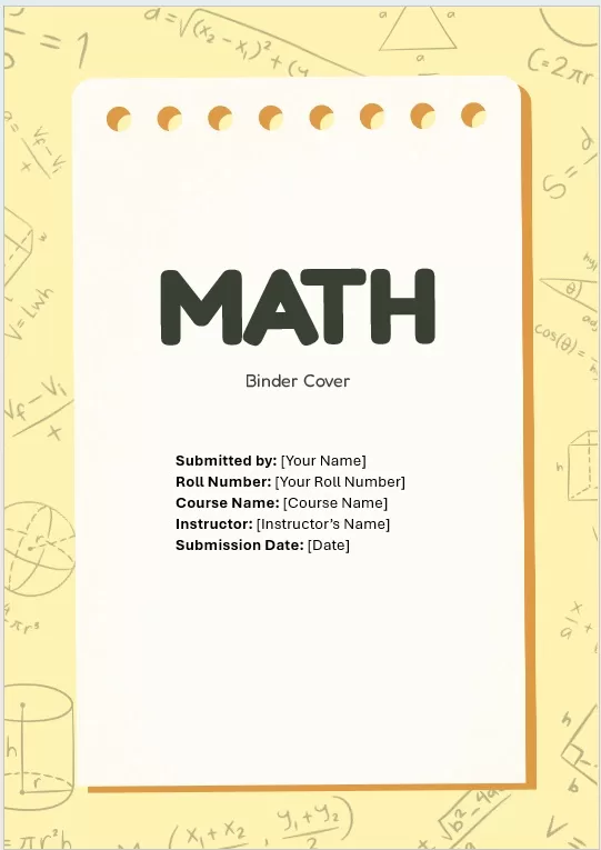 Cover Page Design for Math Assignment